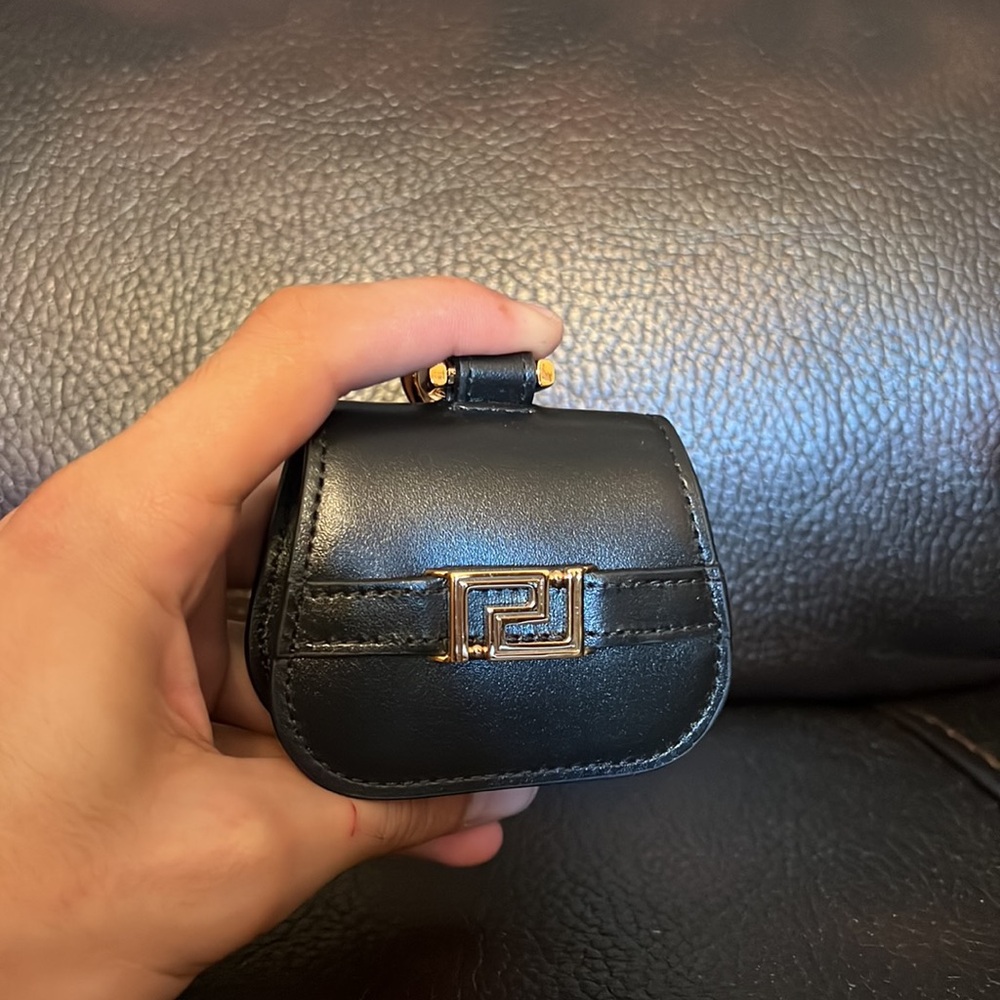Versace unisex Greca goddess logo monogram leather AirPods Pro lanyard case NEW - Picture 8 of 11